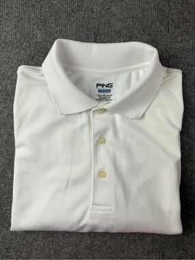Ping Performance Dynamics Mens Short Sleeve Golf Polo Shirt Size L White